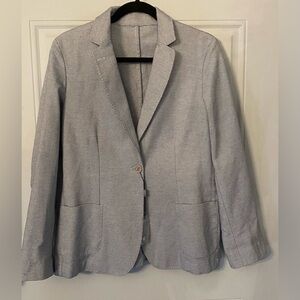 NWT Vilagallo Blue and White Herringbone Notch Lapel Blazer